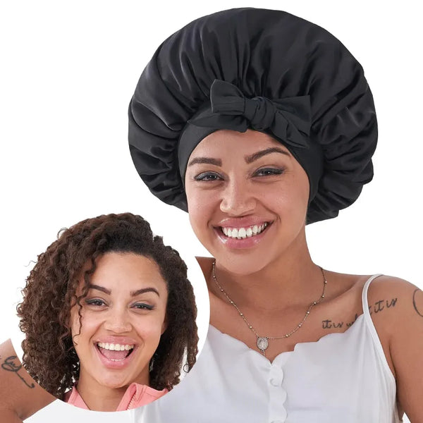 Bonnet de satin noir luxe